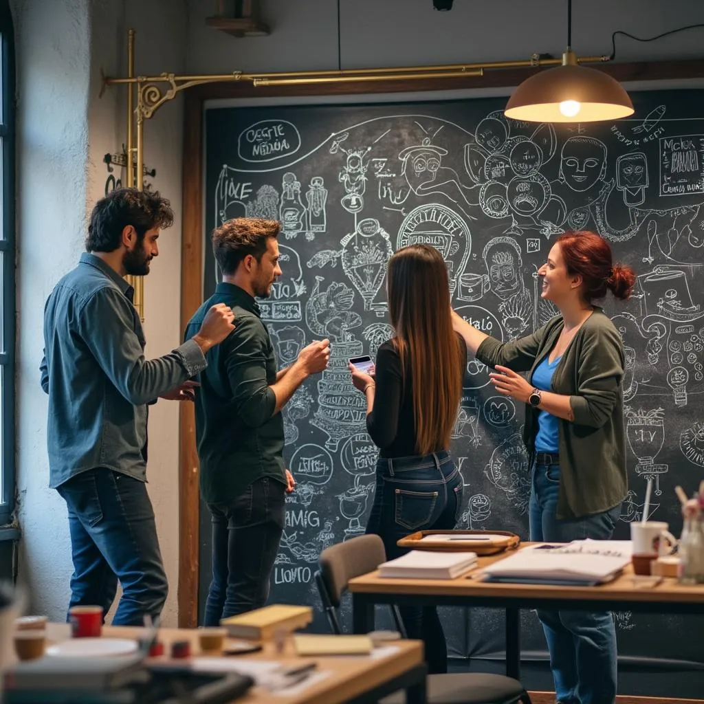 Il team CreativaSocial durante una sessione di brainstorming